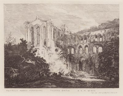 Abadia de Rievaulx (gravura) de Thomas (after) Girtin