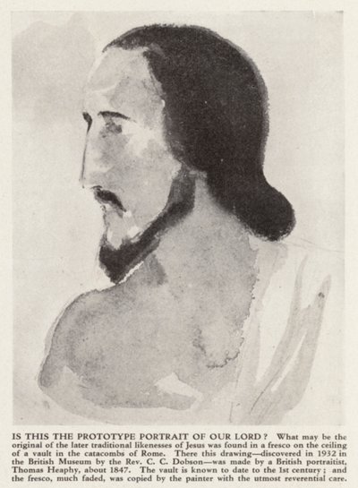 Retrato de Jesus Cristo das Catacumbas de Roma (litho) de Thomas (after) Heaphy
