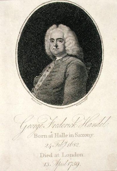 George Frederick Handel (1685-1759) gravado por W. Chapman (gravura) de Thomas (after) Hudson