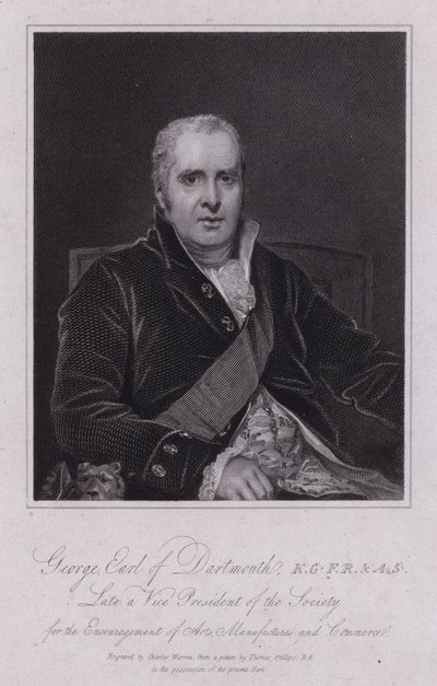 George Legge, 3º Conde de Dartmouth, político britânico e deputado (gravura) de Thomas (after) Phillips
