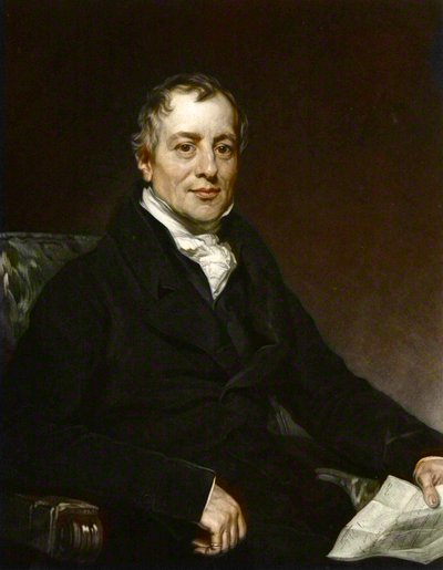 Retrato de David Ricardo - gravura depois de Thomas Phillips - David Ricardo (1772 - 1823), economista britânico de Thomas (after) Phillips