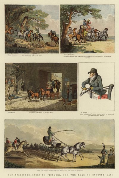 Old Fashioned Sporting Pictures, and the Road in Byegone Days (cor litho) de Thomas (after) Rowlandson