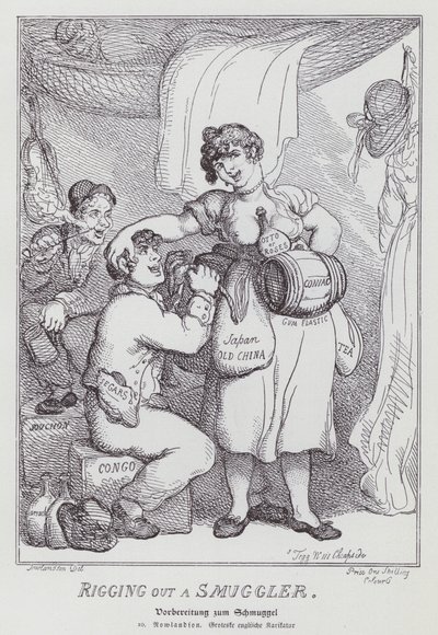 Rigging out a Smuggler (litho) de Thomas (after) Rowlandson
