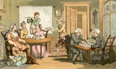 A noite social (litografia a cores) de Thomas (after) Rowlandson