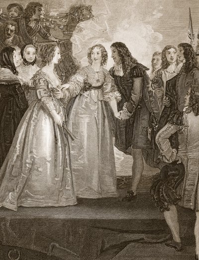 Carlos II recebendo a Duquesa de Orleans em Dover, gravada por W. Bromley, ilustração de 