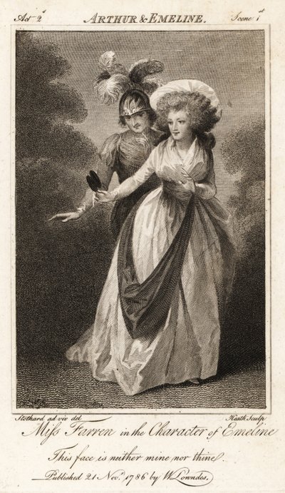Miss Elizabeth Farren na personagem de Emeline em John Drydens Arthur e Emeline de Thomas (after) Stothard