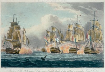 Situação do HMS "Bellerophon" no momento da morte do seu galante comandante, o capitão Cooke de Thomas (after) Whitcombe