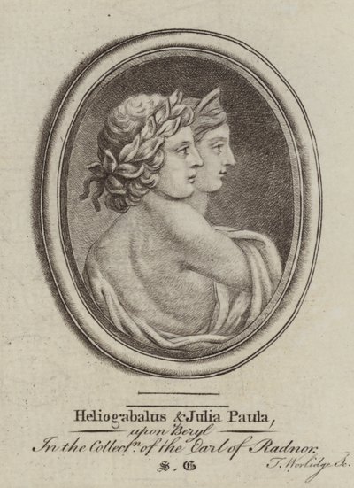 Heliogabalus, Imperador Romano e Imperatriz Júlia Paula (gravura) de Thomas (after) Worlidge