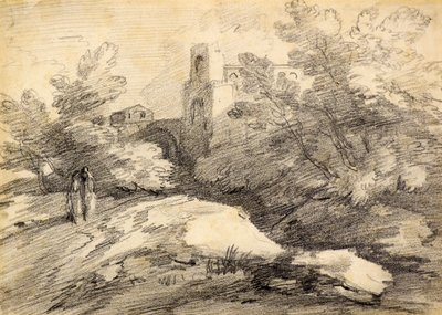 Paisagem (lápis) de Thomas (attr. to) Gainsborough