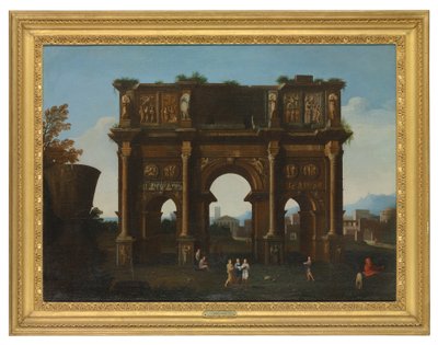 Um capricho arquitetónico com o Arco de Constantino (óleo sobre tela) de Thomas (circle of) Blanchet