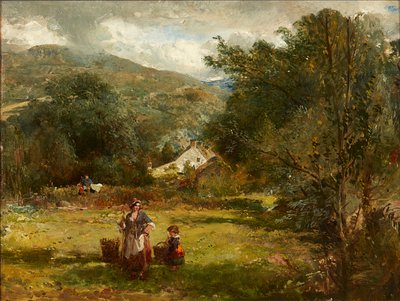 Trabalhando no Campo (óleo a bordo) de Thomas (follower of) Faed