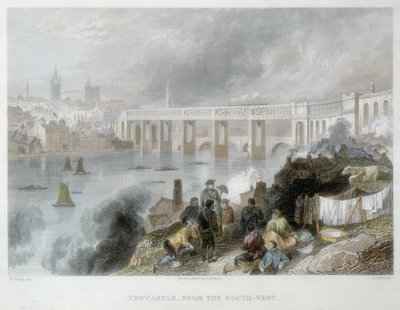 Newcastle-upon-Tyne do sudoeste, c1850 de Thomas Abiel Prior