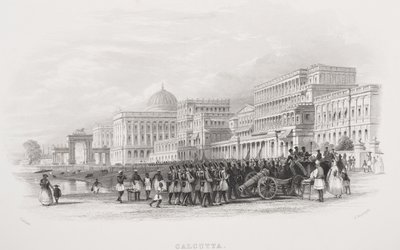 Calcutá, a Esplanada, gravada por E. Radclyffe, da &39;Galeria de Retratos Históricos&39;, publicada em 1880 de Thomas Allom