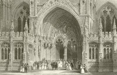 Entrada, para, catedral lincoln de Thomas Allom