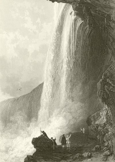 Queda De Sapato De Cavalo, Niagara. Entrada para a Caverna de, no lado inglês de Thomas Allom