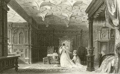 Interior, de, Sizergh, corredor, Westmorland de Thomas Allom