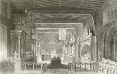 Monumentos aos Condes de Rutland na Igreja de Bottesford, Leicestershire de Thomas Allom