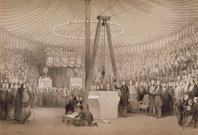 Príncipe Albert colocando a primeira pedra do novo Royal Exchange, Londres, 17 de janeiro de 1842 de Thomas Allom