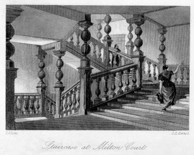 Escadaria em Milton Court, perto de Dorking, Surrey, século XIX. de Thomas Allom