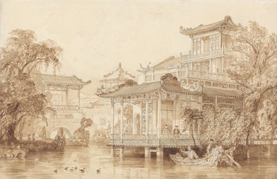 A casa de um comerciante chinês perto de Cantão de Thomas Allom