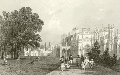 Frente oeste de Eaton Hall, Cheshire de Thomas Allom