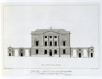 A Câmara Municipal, Bath, gravada por T. Bonnor de Thomas Baldwin