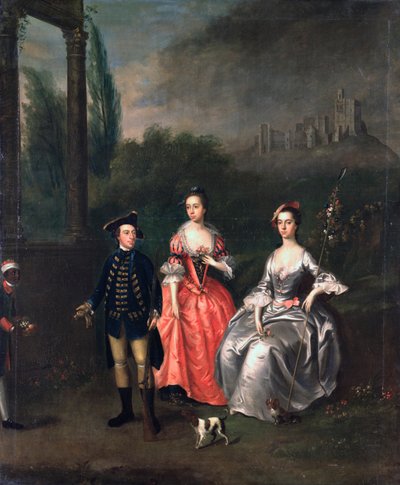 Retrato do capitão Fenwick, sua esposa Isabella Orde e sua irmã Ann, c.1746 de Thomas Bardwell