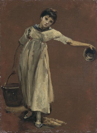 Rapariga com um balde (óleo sobre tela) de Thomas Barker of Bath