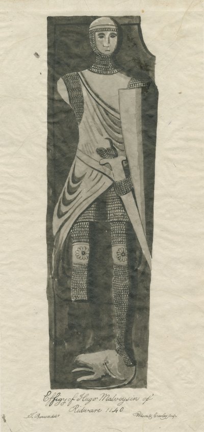 Mavesyn Ridware - Tumba de Hugo Mavesyn: sépia e traçado de tinta, nº [ Final do século XVIII] de Thomas Barrett