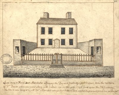 Levers House, Manchester, 1819 (caneta e tinta no papel) de Thomas Barritt