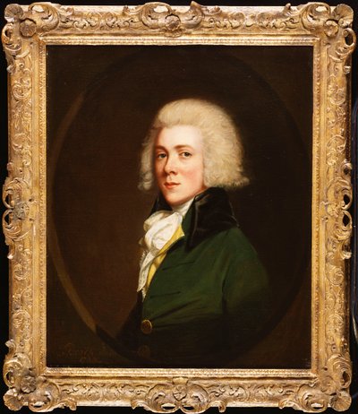 Retrato de Reginald Pearch, meio comprimento, em uma jaqueta verde e estoque branco, 1788 de Thomas Beach