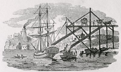 Carregamento de Carvão em Navios Cargueiros da "História de Aves e Quadrúpede Britânicos" de Thomas Bewick