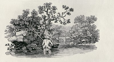 Jogando um salmão de "História de aves britânicas e quadrúpedes" de Thomas Bewick