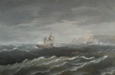 Naufrágio perto de uma costa rochosa de Thomas Birch