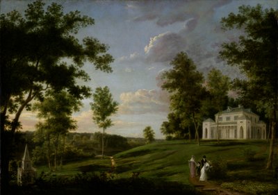 Vista sudeste do Sedgeley Park, a sede do país de James Cowles Fisher, Esq., ca. 1819. de Thomas Birch