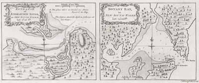 Cartas do Capitão James Cook com a entrada do Rio Endeavour e da Baía de Botany em Nova Gales do Sul de Thomas Bowen