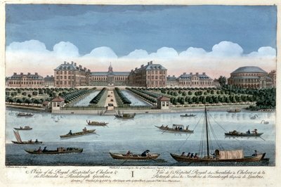 Uma vista do Royal Hospital em Chelsea e da Rotunda em Ranelagh Gardens, Londres, 1751 de Thomas Bowles