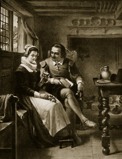O namoro de Shakespeare, ilustração da "Hutchinson&39;s Story ofthe British Nation", c.1923 de Thomas Brooks