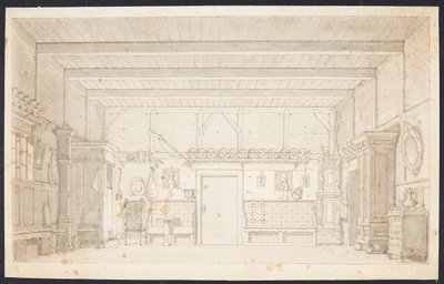Uma casa de fazenda. Projeto de decoração para o "Casamento de Pedro" de Schulz e Thaarup de Thomas Bruun