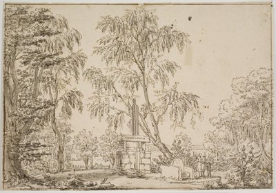 Lote do jardim de Fredensborg com "a antiguidade florescente" e o lago Esrom ao fundo de Thomas Bruun