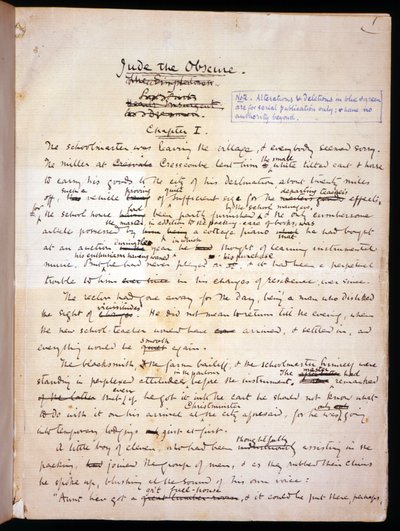 Ms 1-1911, p.1 Página de &39;Jude the Obscure&39;, c.1894 (tinta no papel) de Thomas Bush Hardy