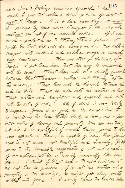Descreve uma conversa com Jesse Haney sobre Fanny Fern e suas filhas. Transcrição de Thomas Butler Gunn