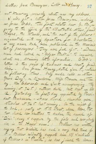 Thomas Butler Gunn Diaries - Volume 15, página 44, 6 de janeiro de 1861 de Thomas Butler Gunn
