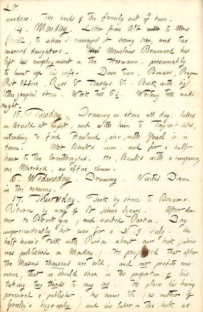 Diários de Thomas Butler Gunn - Volume 8, página 27, 13-17 de julho de 1856 de Thomas Butler Gunn