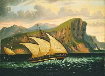 Feluca ao largo de Gibraltar, meados do século XIX. de Thomas Chambers