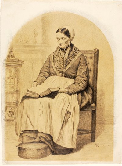 (Mulher sentada, a ler) de Thomas Charles Farrer