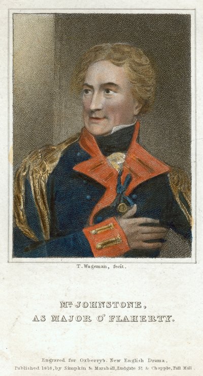 Johnstone como Major OFlaherty, 1818. de Thomas Charles Wageman