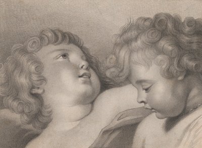 Duas cabeças de querubins, 1800. de Thomas Cheesman