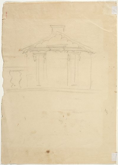 Desenho à mão livre de elevação do novo estúdio em Cedar Grove de Thomas Cole