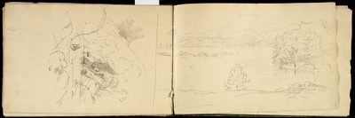 Hoosick ou Saddle Mountain e Lake perto de Pittsfield, c.1832 (lápis de grafite em papel de seda branco) (veja também 3514873) de Thomas Cole